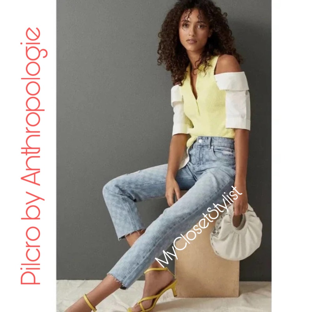 Pilcro The Vintage Straight Fade Checkered Jeans NWT 27 ANTHROPOLOGIE